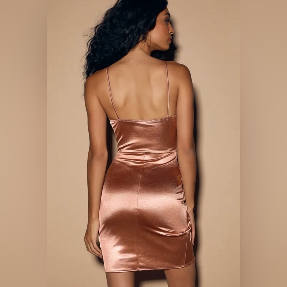 NWT Lulus Forever Your Girl Mauve Satin Bodycon Dress size XL - Picture 4 of 10